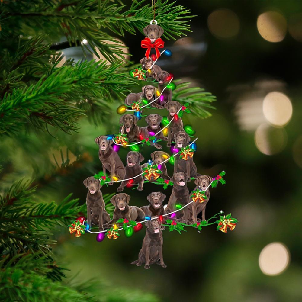 Chocolate Labrador Retriever-Christmas Tree Lights-Two Sided Ornament