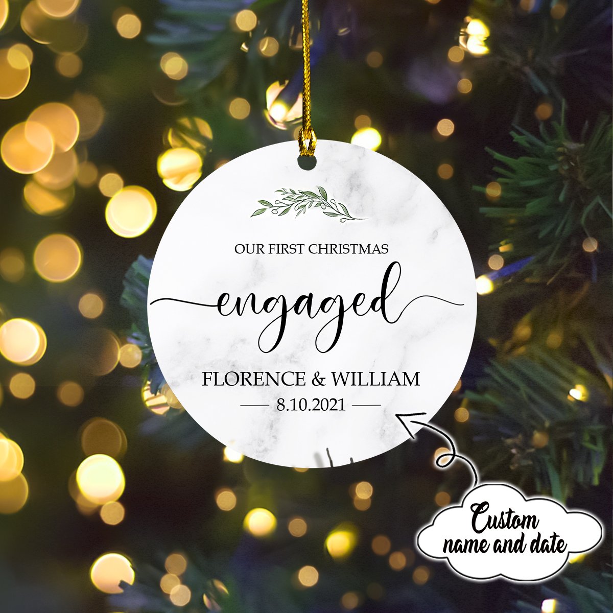 First Christmas Engaged Custom Circle Ornament-DT69-1200