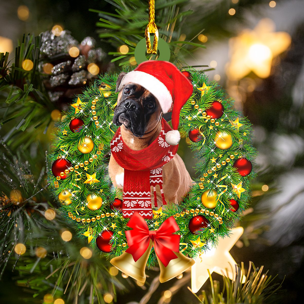 Cute Boxer Dog Christmas Shaped Ornament, Christmas Home Decor