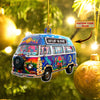 Custom Name Hippie Bus Car Ornament
