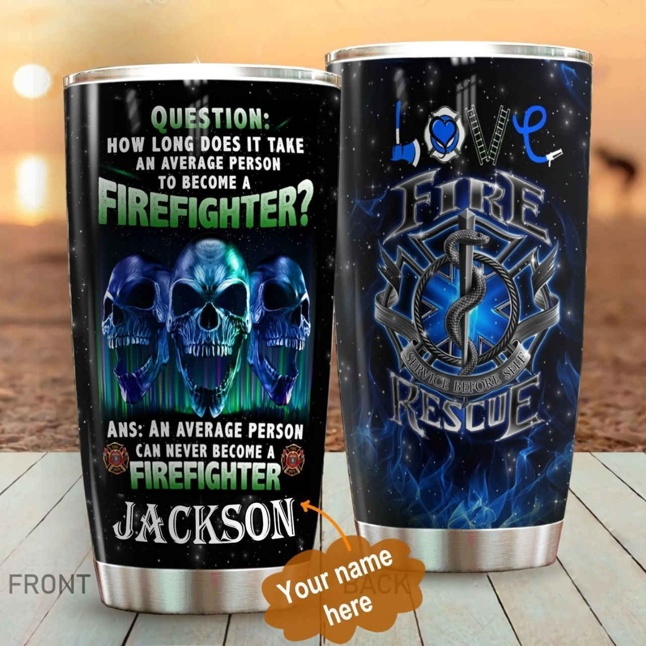 PresentsPrints, Question to become a Firefighter, Skull Firefighter Personalized Gift Tumbler 20oz 30oz