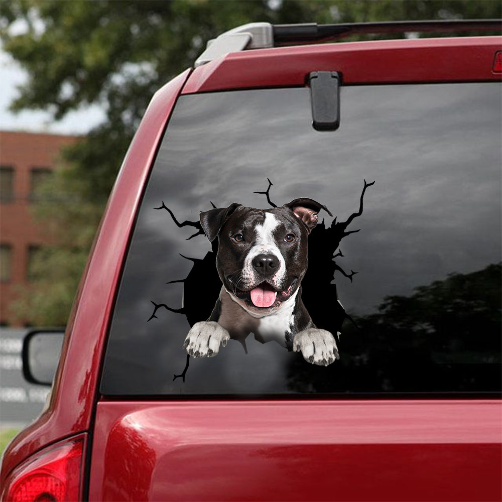 American Staffordshire Terrier Crack Decal For Back Car Window Pretty Vehicle Decals Gardening Gifts