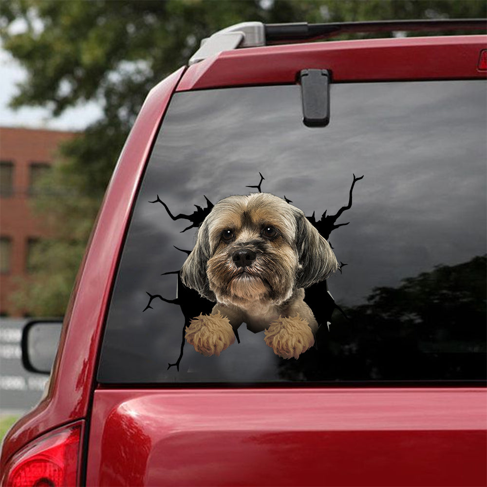 Lhasa Apso Crack Sticker Car Funny Jokes Removable Stickers Gifts For Boss