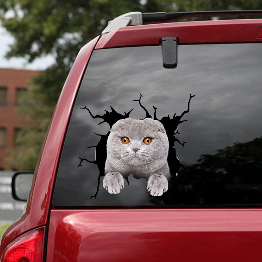 Scottish Fold Cat Crack Decal For Boat Cool Custom Car Decals Best Christmas Gifts