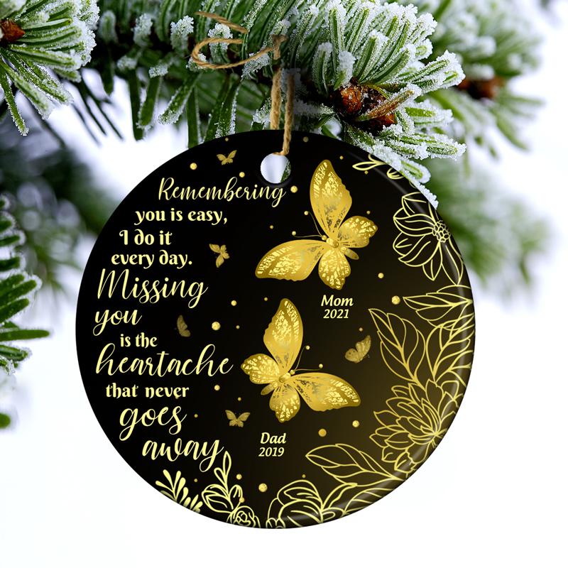 PresentsPrints, Gold Butterfly Missing You - Memorial Gift - Personalized Circle Acrylic Ornament