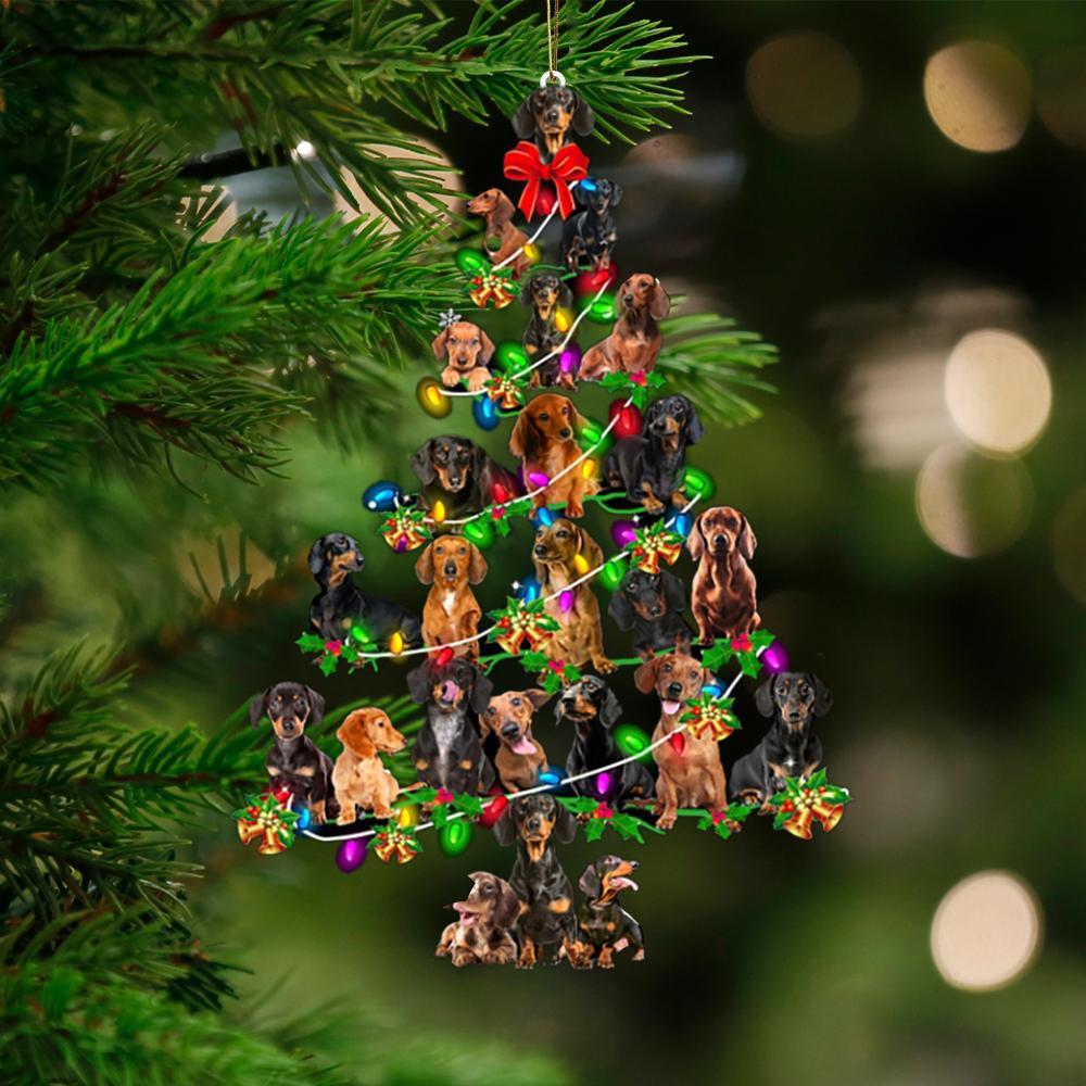 Dachshund-Christmas Tree Lights-Two Sided Ornament