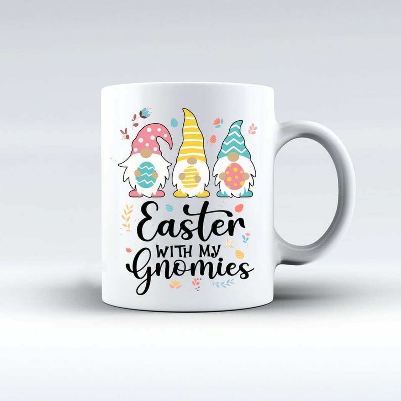 Easter with my Gnomies Happy Easter Day white mug