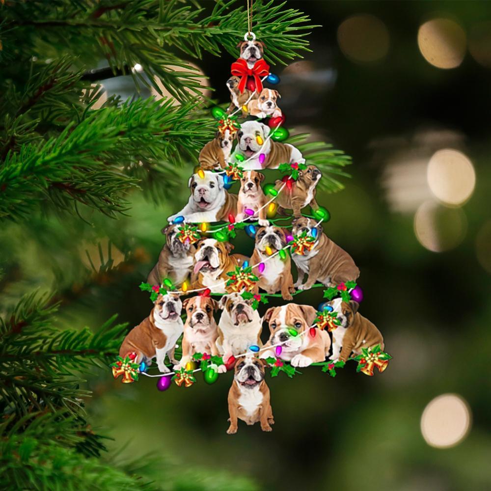 English Bulldog-Christmas Tree Lights-Two Sided Ornament