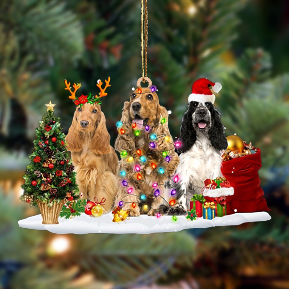 English Cocker Spaniel-Christmas Dog Friends Hanging Ornament