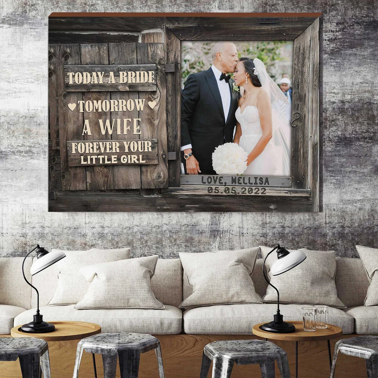 PresentsPrints, Father Of The Bride Gift Wedding Picture, Personalized Canvas for Dad in Daughter's Wedding, Canvas Wall Art