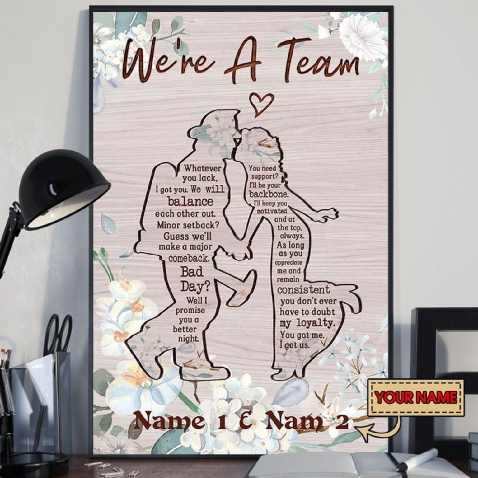 Firefighter husband x wife we're a team balance bad day my loyalty Home Living Room Wall Decor Vertical Poster Canvas