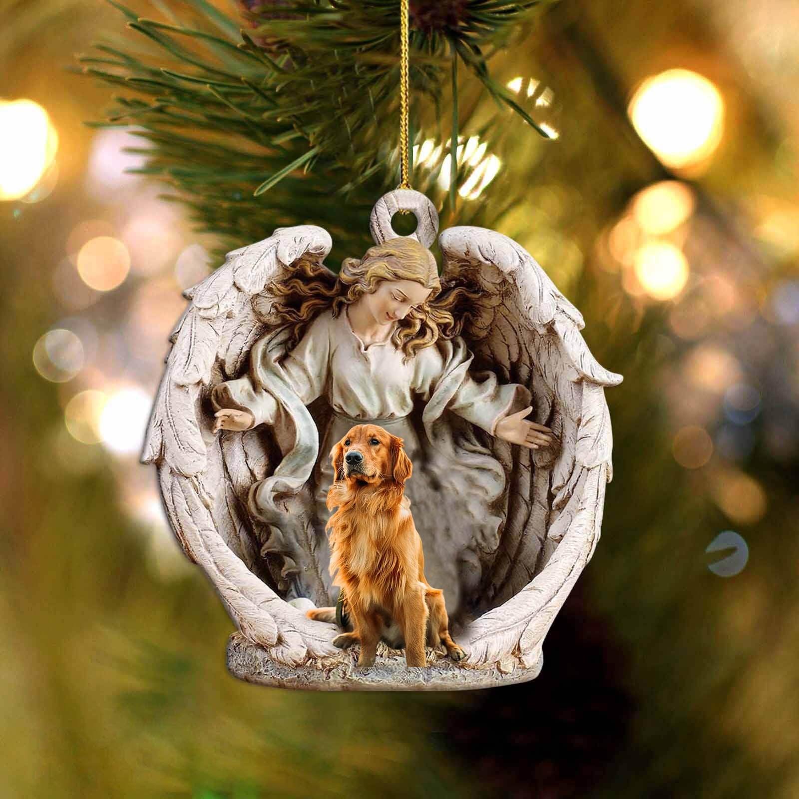 Golden Retriever-Angel Hug Winter Love Two Sided Ornament