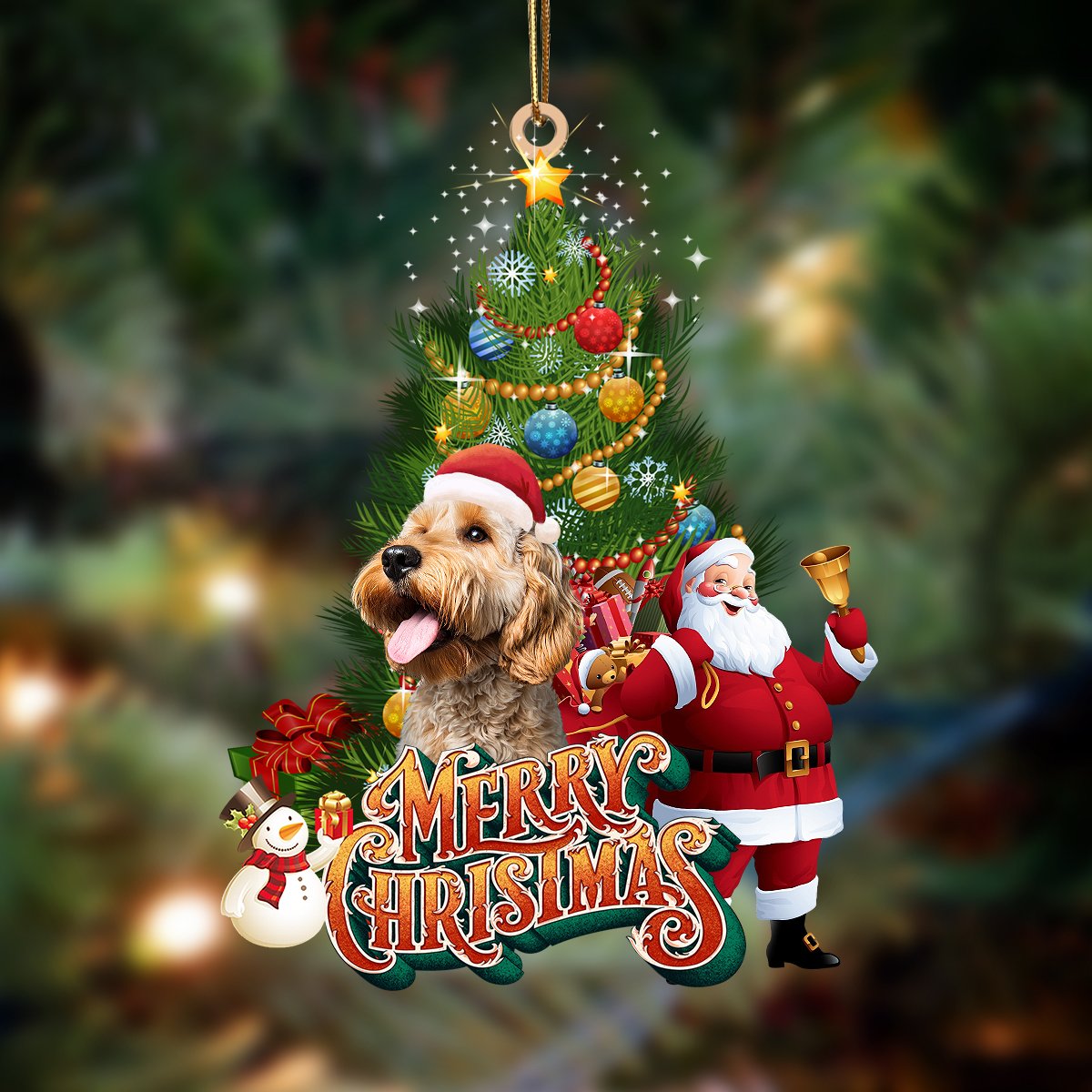 Goldendoodle 1-Christmas Tree&Dog Hanging Ornament