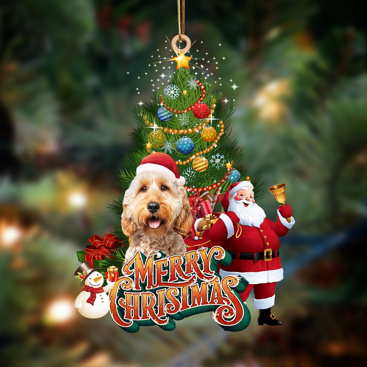 Goldendoodle 2-Christmas Tree&Dog Hanging Ornament