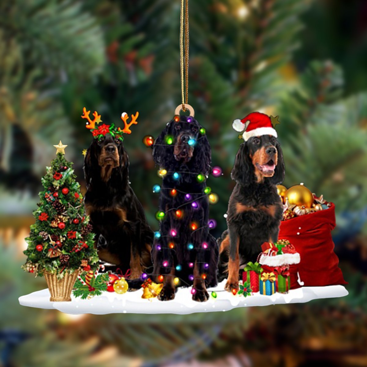 Gordon Setter-Christmas Dog Friends Hanging Ornament