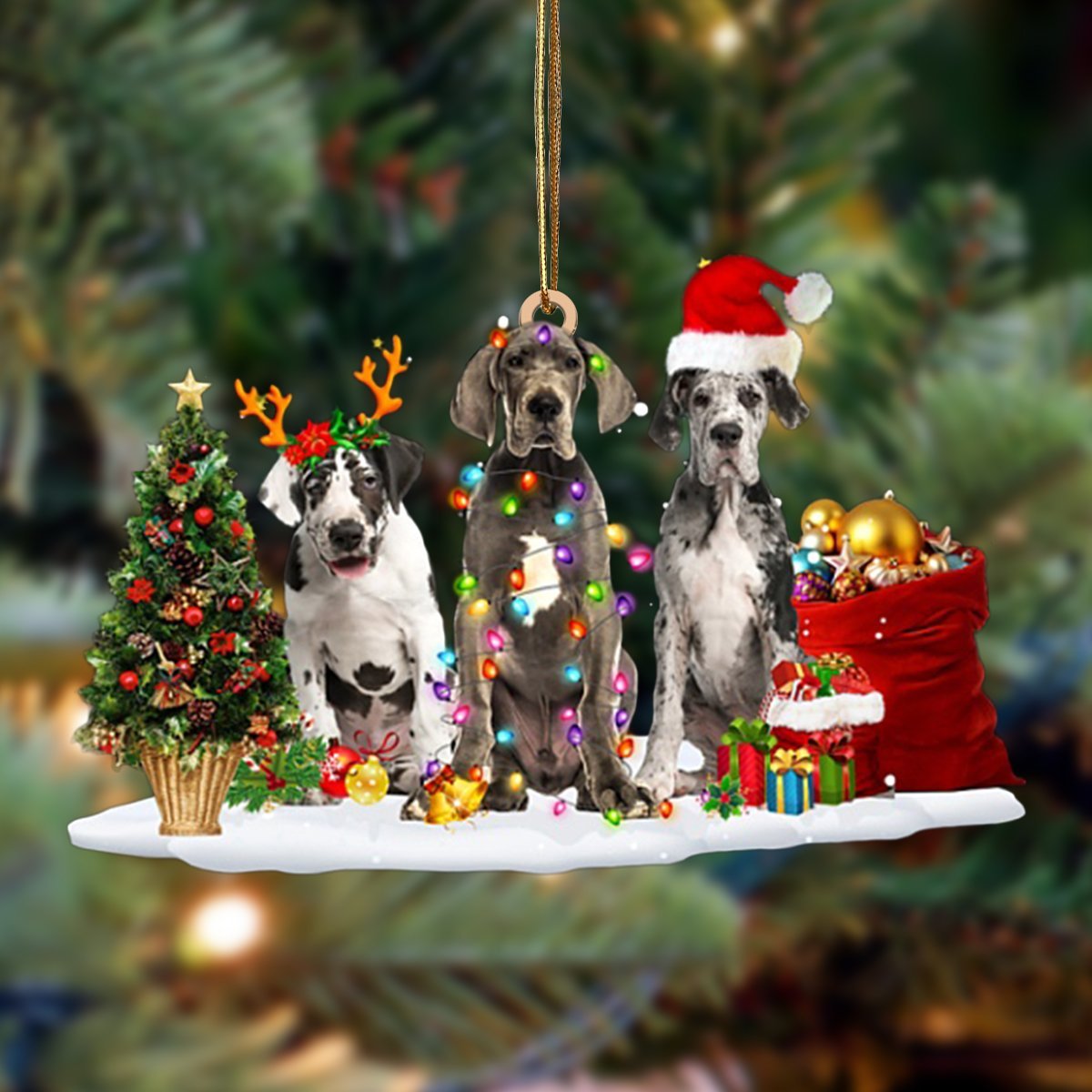 Great Dane-Christmas Dog Friends Hanging Ornament