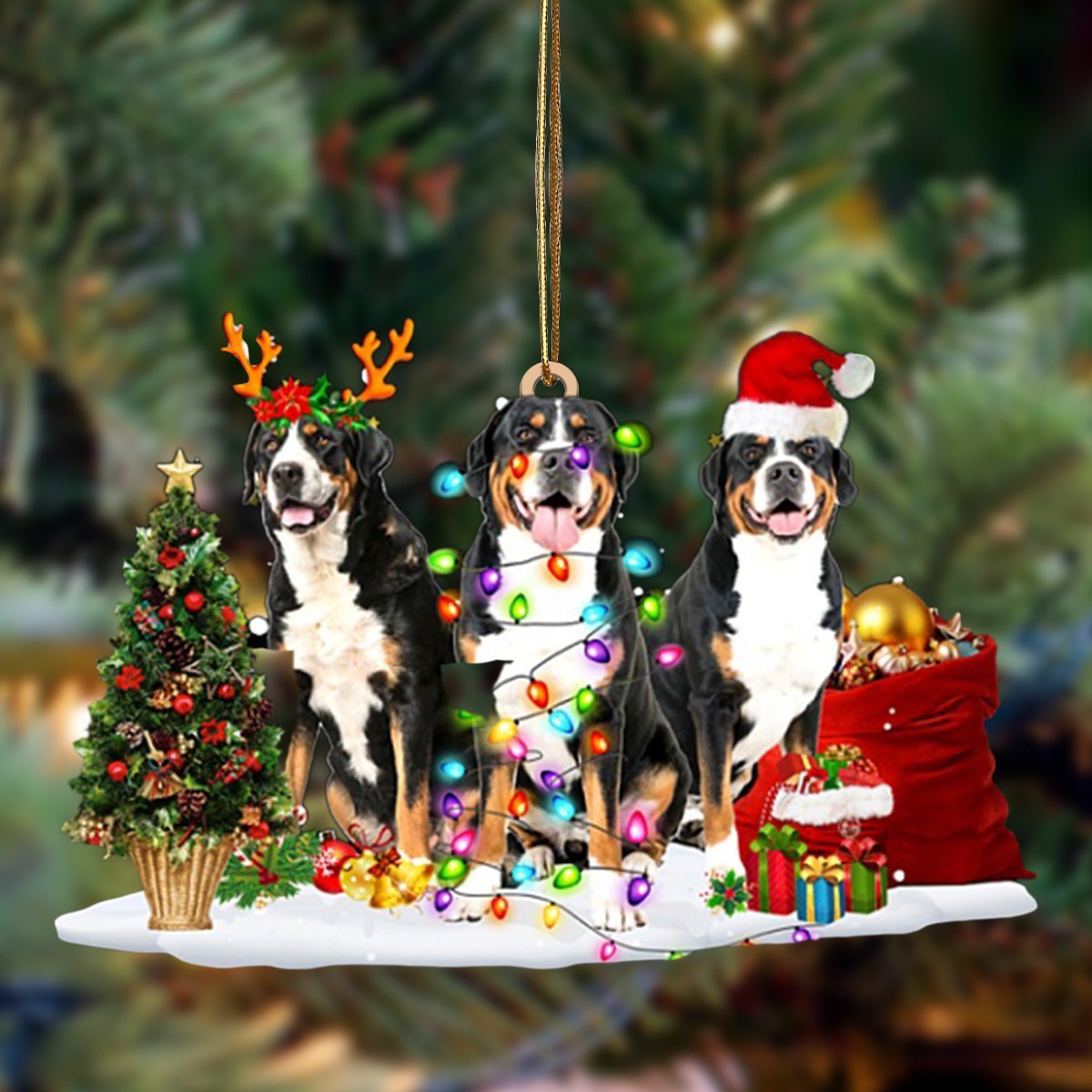 Greater Swiss Mountain Dog-Christmas Dog Friends Hanging Ornament