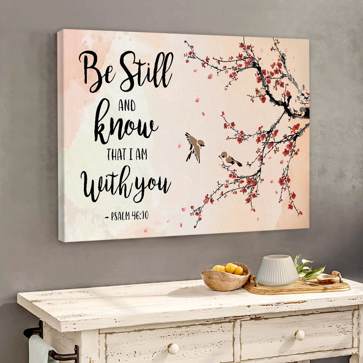 PresentsPrints, Special Peach Blossom Christian Canvas - God Is With You