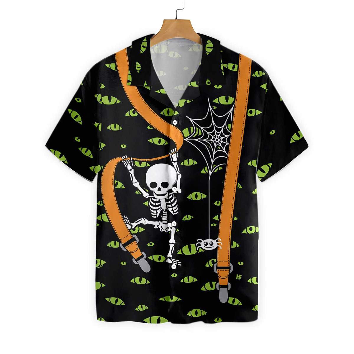 Halloween Skeleton And Monster Eyes Hawaiian Shirt, Aloha Shirt