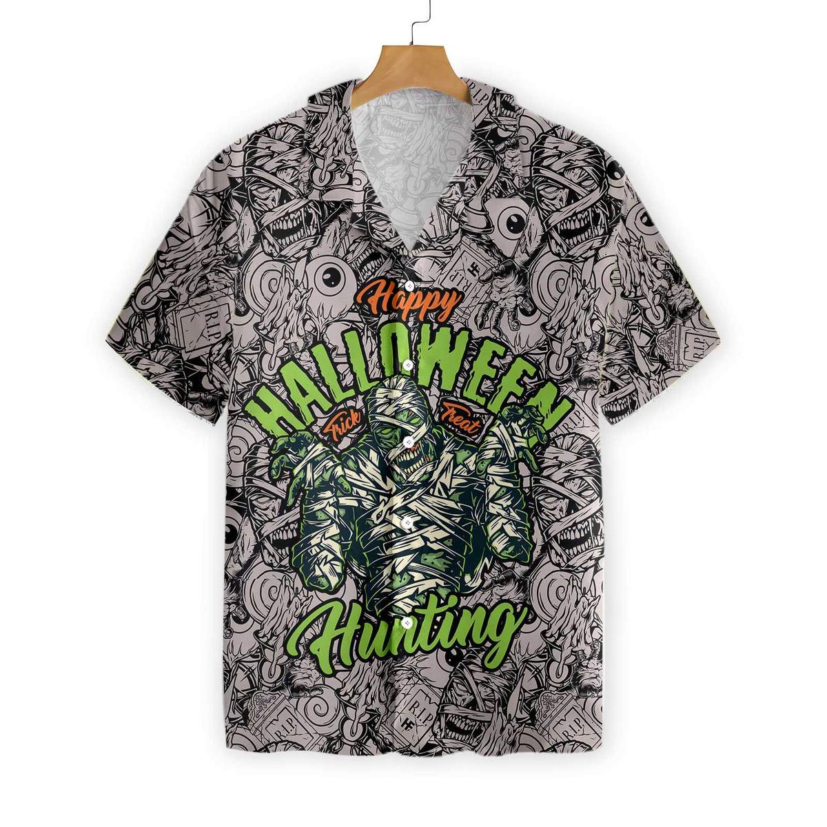 Halloween Vintage Scary Mummy Hawaiian Shirt, Aloha Shirt