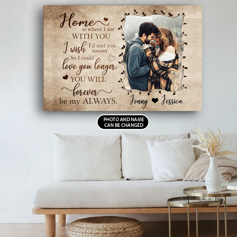 PresentsPrints, Home I Wish Love You Longer Forever Vintage Love Couple Personalized Canvas, Valentine Gift