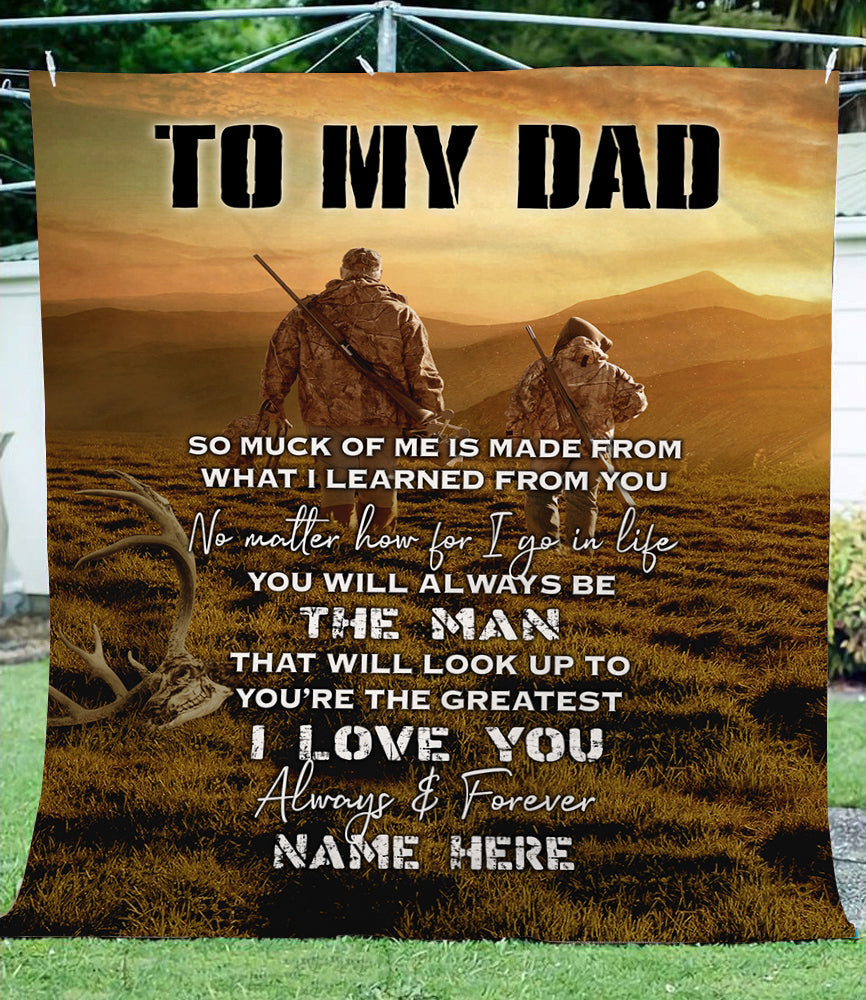 To my dad hunting soft throw fleece blanket, Personalized gifts for dad