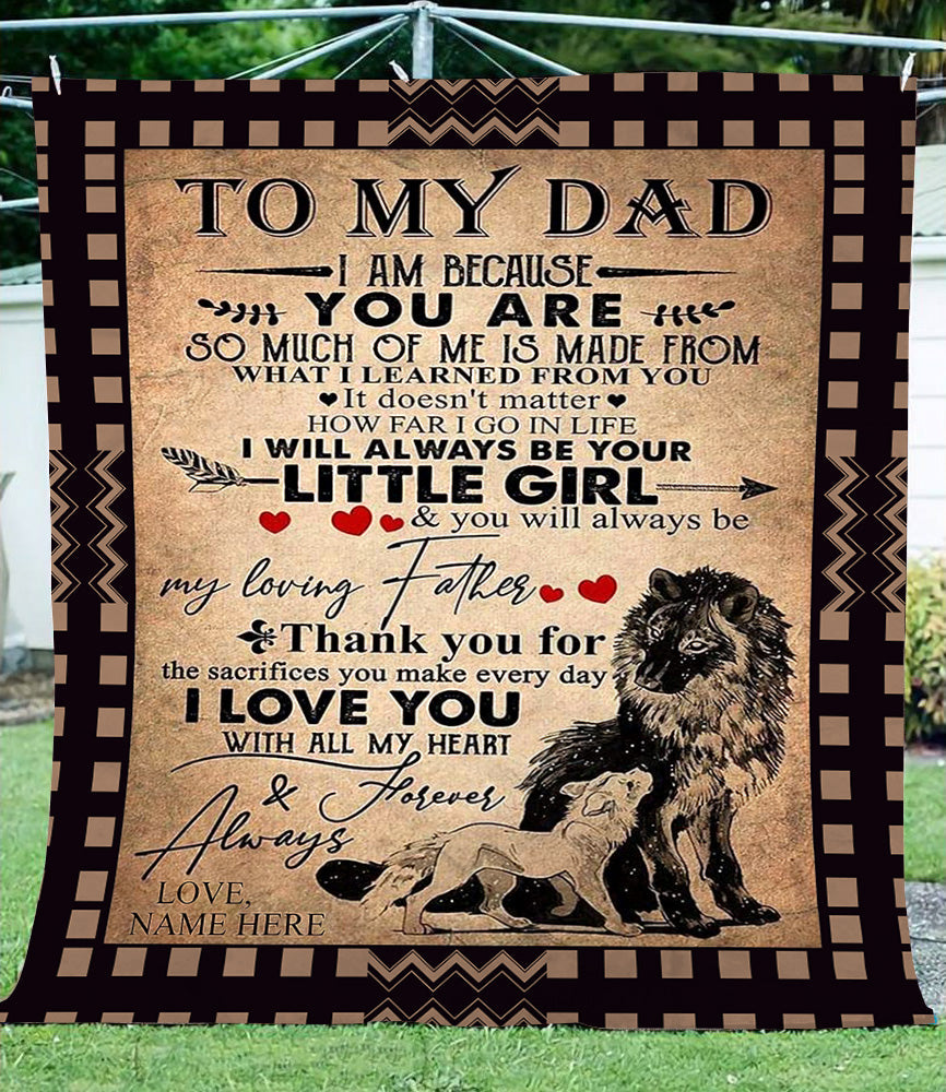 Family Blanket To My Dad, Blanket From Son And Daughter Soft Fleece Throw Blanket - Customized Blanket Happy Father's Day Gift