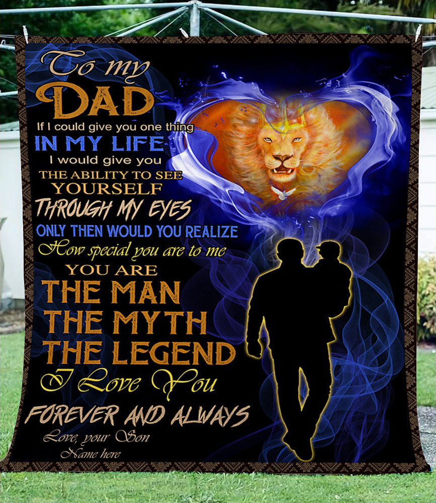 Personalized Blanket for Dad, to My dad Lion Soft Throw Fleece Blanket