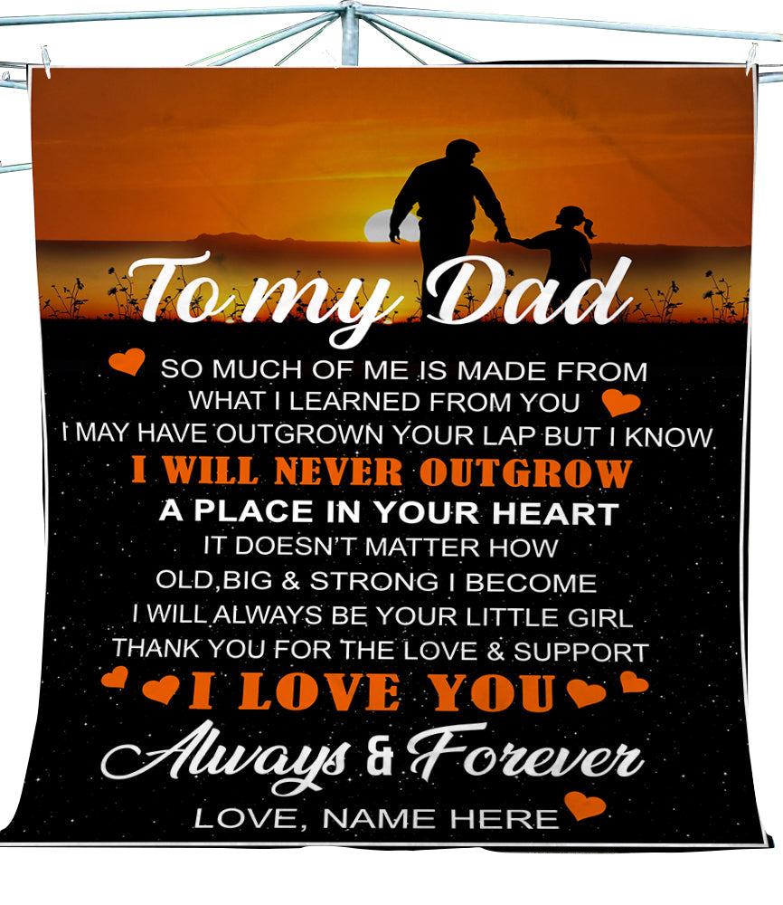 Dad I love You always and forever Fleece Blanket, Father's Day Gift