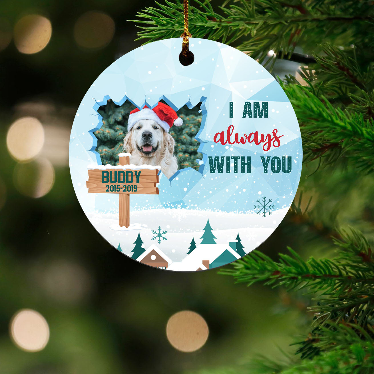 PresentsPrints, I am always with you - Dog Lovers Christmas Gift - Personalized Circle Acrylic Ornament