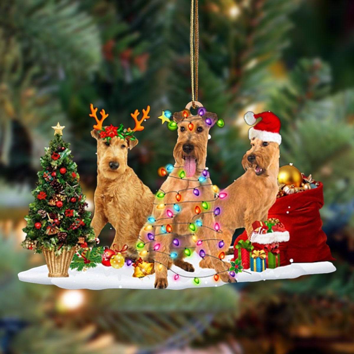 Irish Terrier-Christmas Dog Friends Hanging Ornament