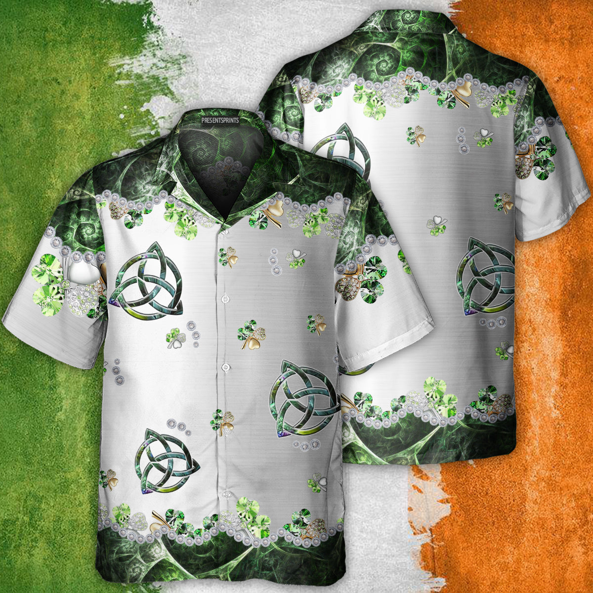 PresentsPrints, Irish clover metal - Hawaiian shirt