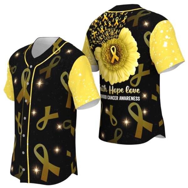 Childhood Cancer Sunflower Yellow Ribbon Baseball Jersey