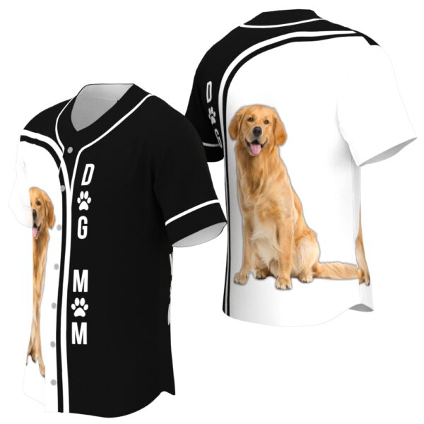 Golden Retriever Black White Dog Mom Baseball Jersey