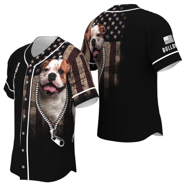 Bulldog Zipper Usa Flag Baseball Jersey