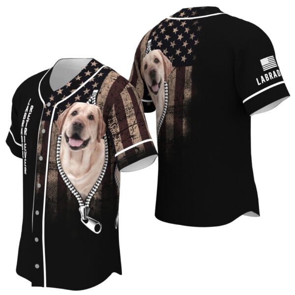 Labrador Retriever Zipper Usa Flag Baseball Jersey