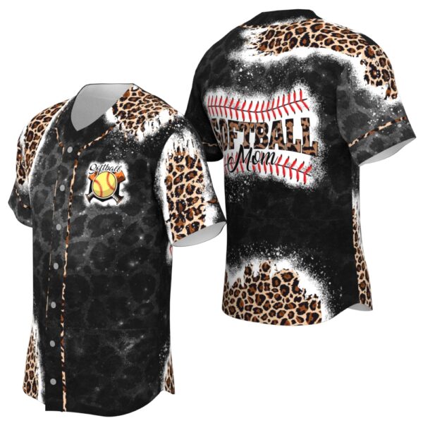 Softball Mom Black Leopard Baseball Jersey