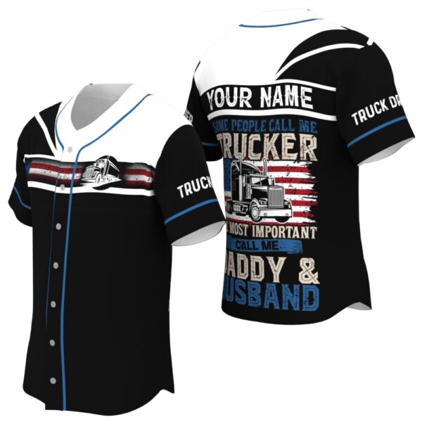 Truck Driver Usa Flag Daddy Husband Custom Name Baseball Jersey