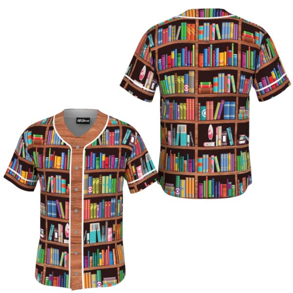 Librarian Library Book Shelf Full Baseball Jersey