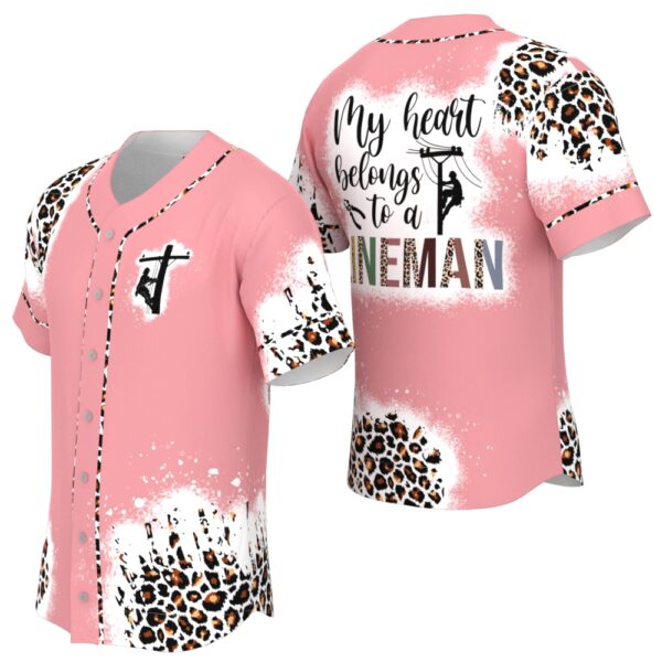 Lineman Pink Leopard My Heart Baseball Jersey