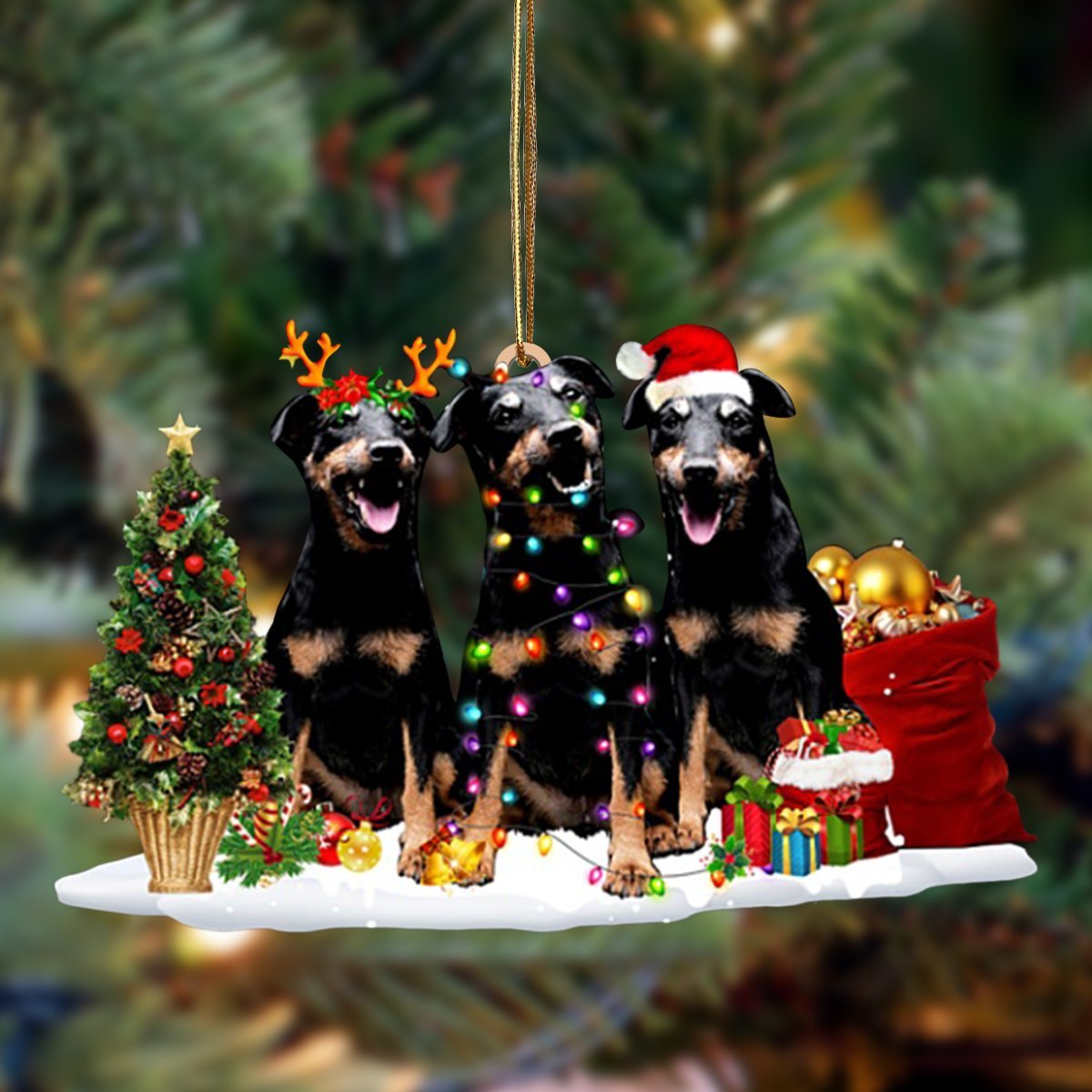 Jagdterrier-Christmas Dog Friends Hanging Ornament