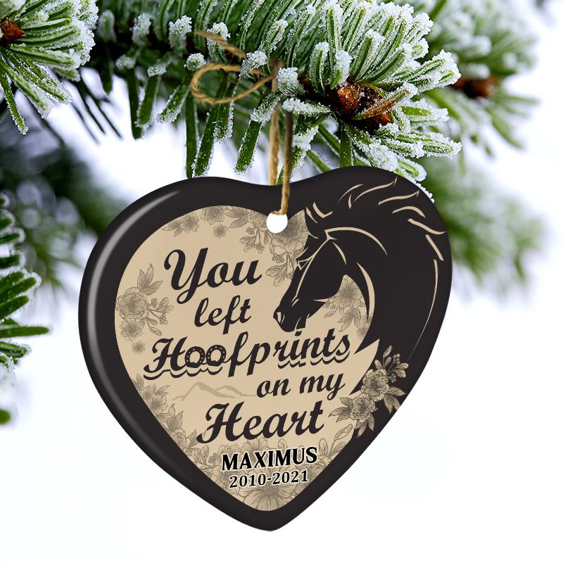 PresentsPrints, You Left Hoofprints - Horse Memorial Gift - Personalized Custom Heart Acrylic Ornament