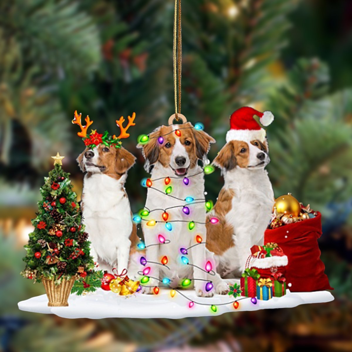 Kooikerhondje-Christmas Dog Friends Hanging Ornament