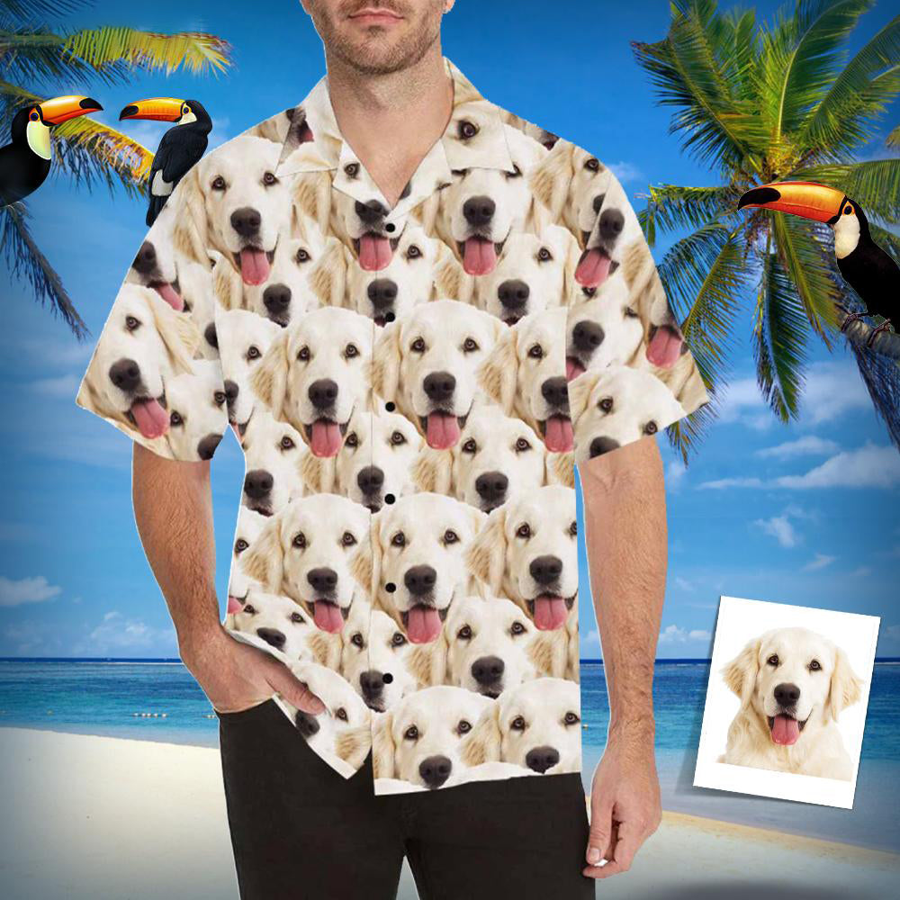 Custom Dog Face Hawaiian Shirt Seamless Dog Create Your Own Shirt for Husband/Boyfriend