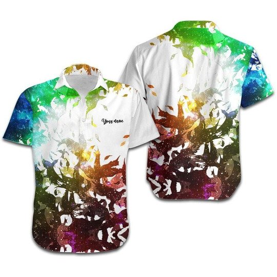 PresentsPrints, LGBT Galaxy Birds Custom Name Hawaiian Shirt, Aloha Shirt