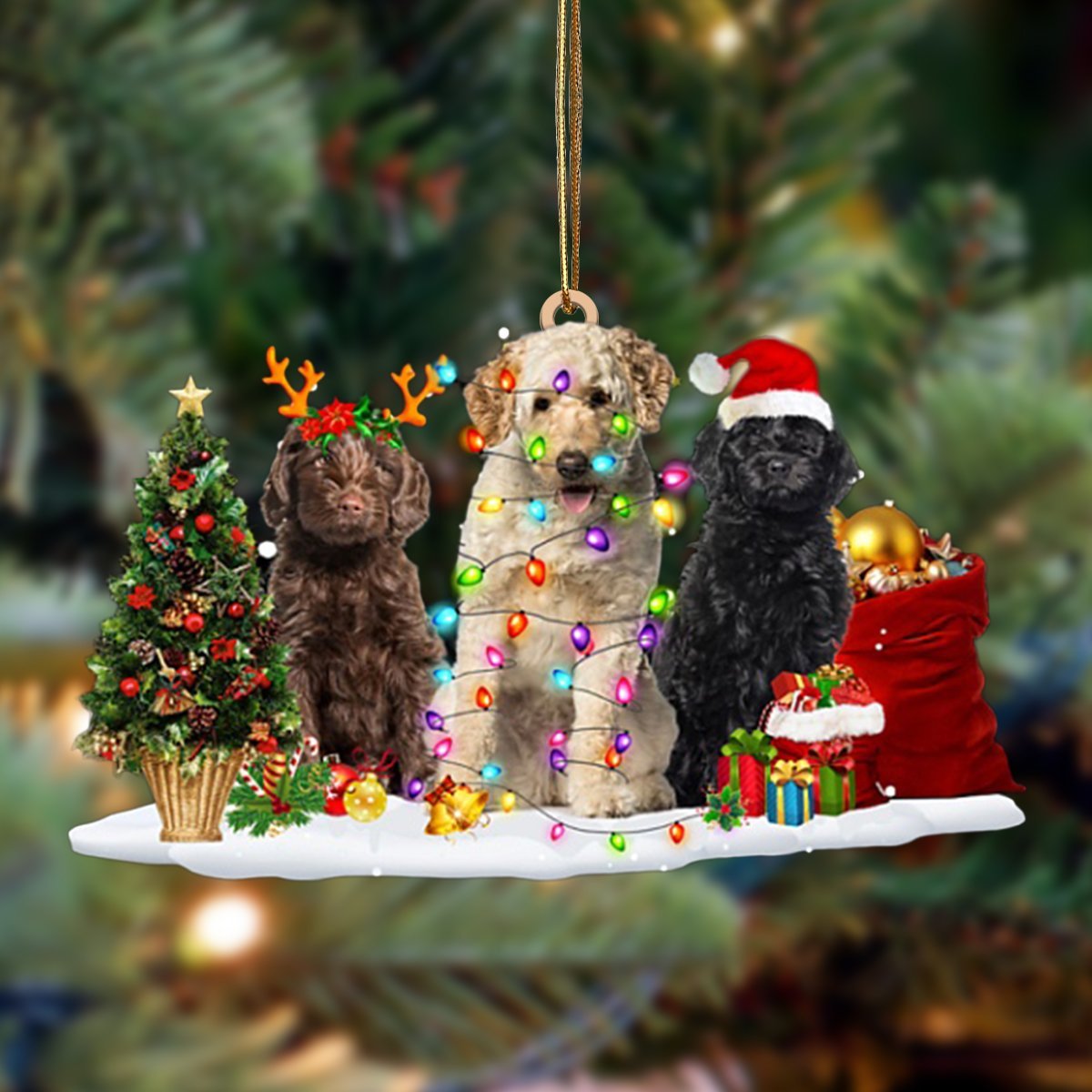 Labradoodle-Christmas Dog Friends Hanging Ornament