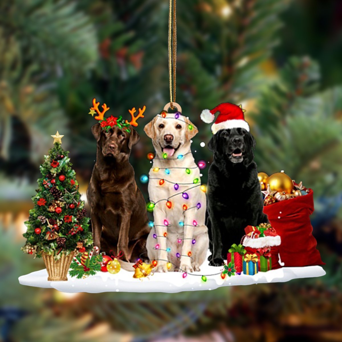 Labrador Retriever-Christmas Dog Friends Hanging Ornament