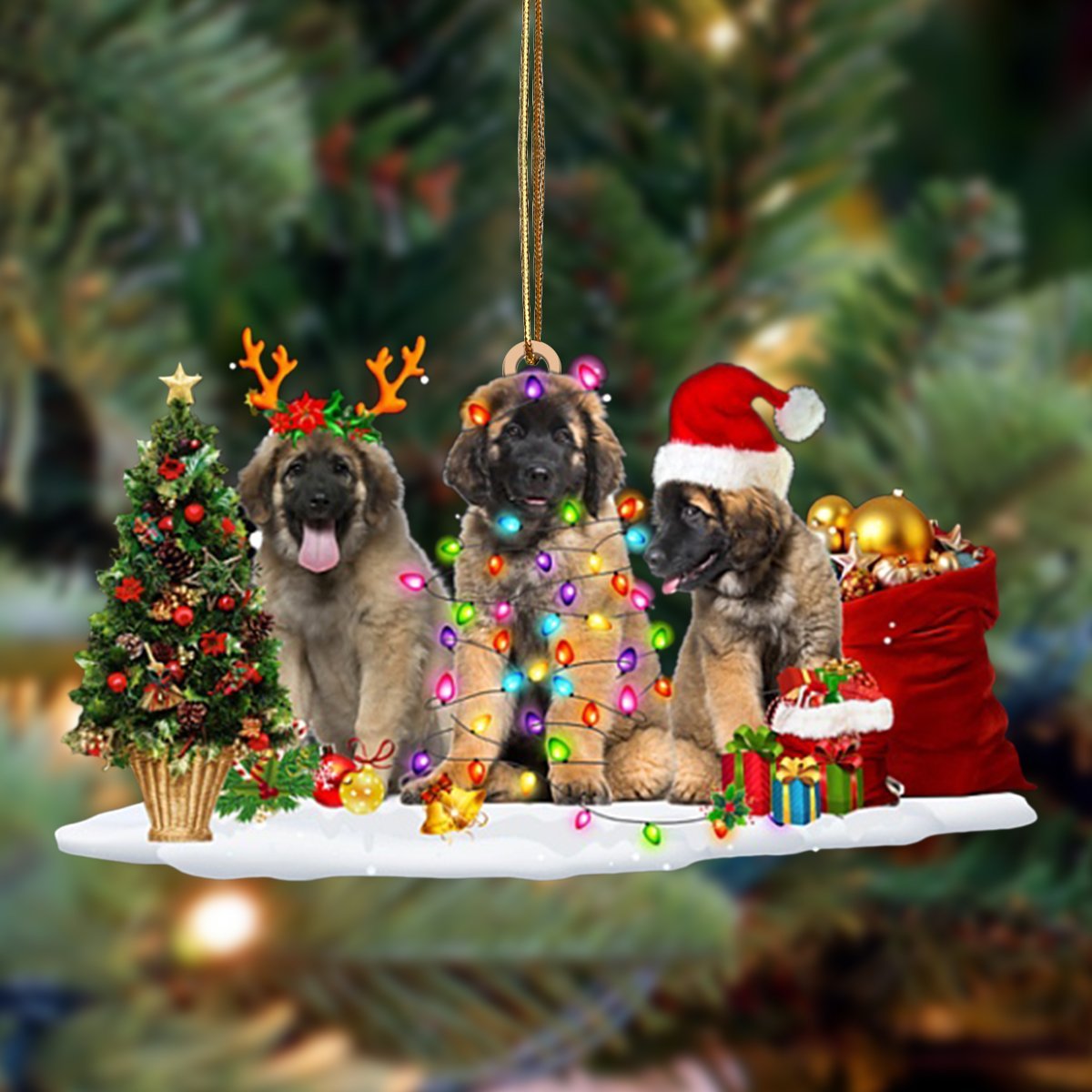 Leonberger-Christmas Dog Friends Hanging Ornament