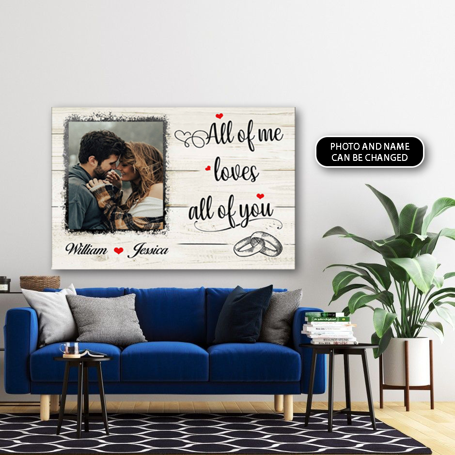 PresentsPrints, All of Me Love All Of You Couple Personalized Canvas, Valentine Gift
