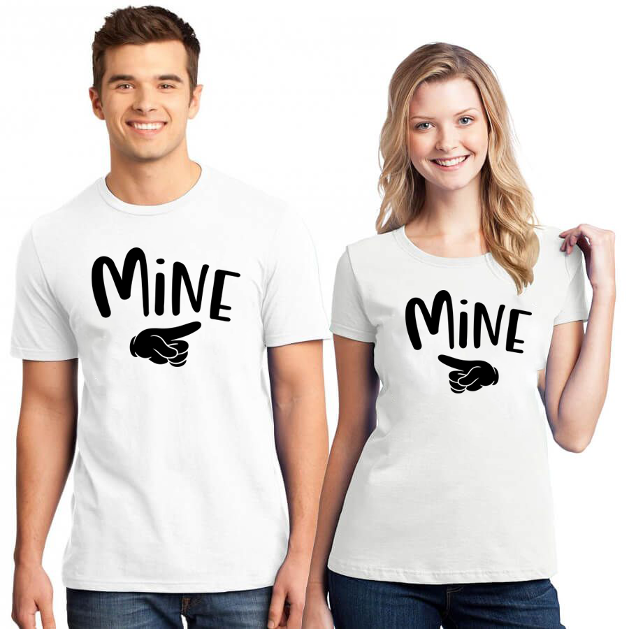 PresentsPrints, Couple t-shirts Set of 2 Mine Couple Tees, Valentine Gift